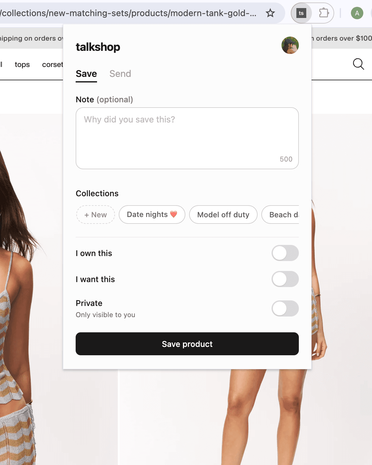 Talkshop Chrome extension