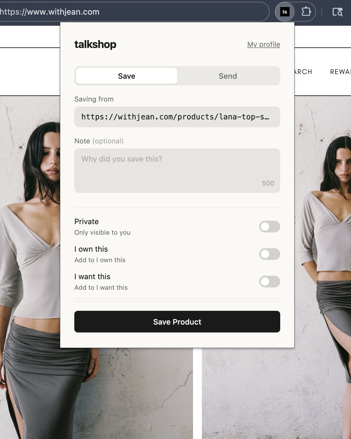Talkshop Chrome extension