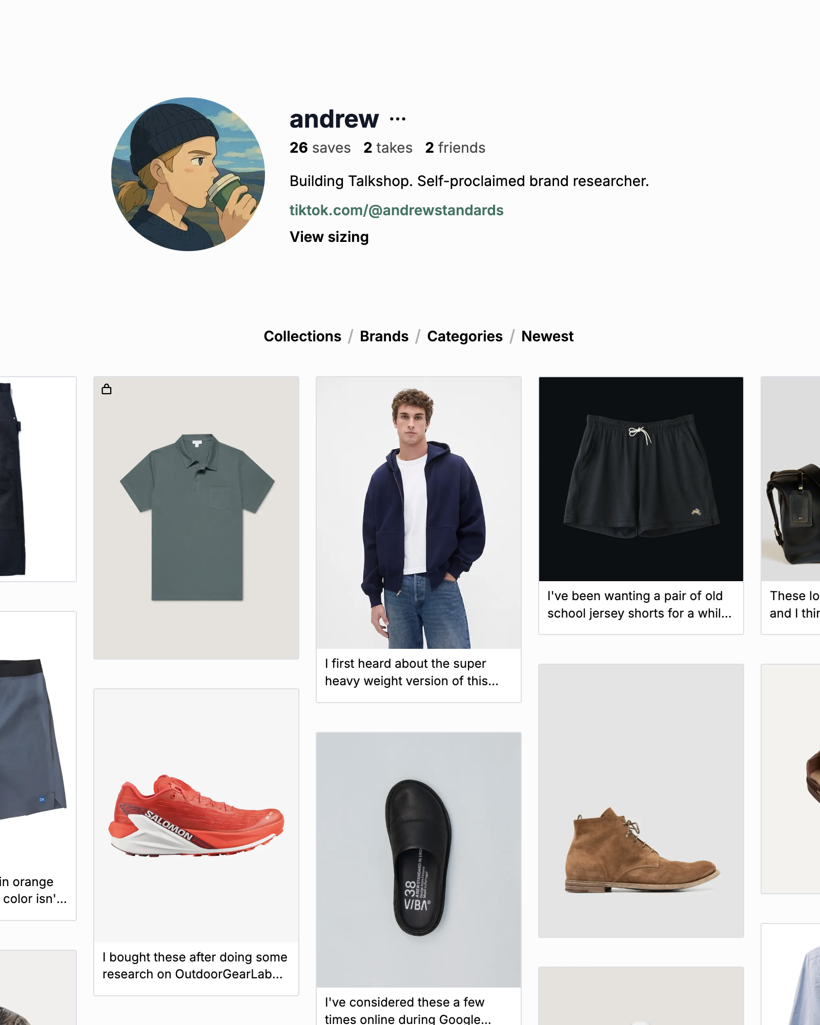 Talkshop profile collection